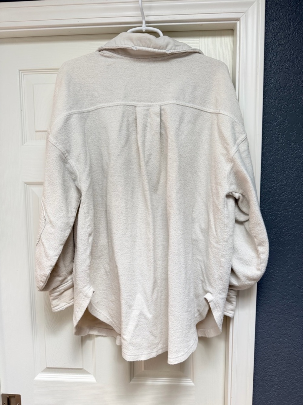 Free People Cream Button-Down Shacket with Patch Elbows - Picture 2 of 4